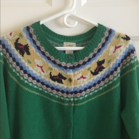 L.L. Bean Sweaters - L.L. Bean 100% Lambswool XL scotty dogs cardigan🍀